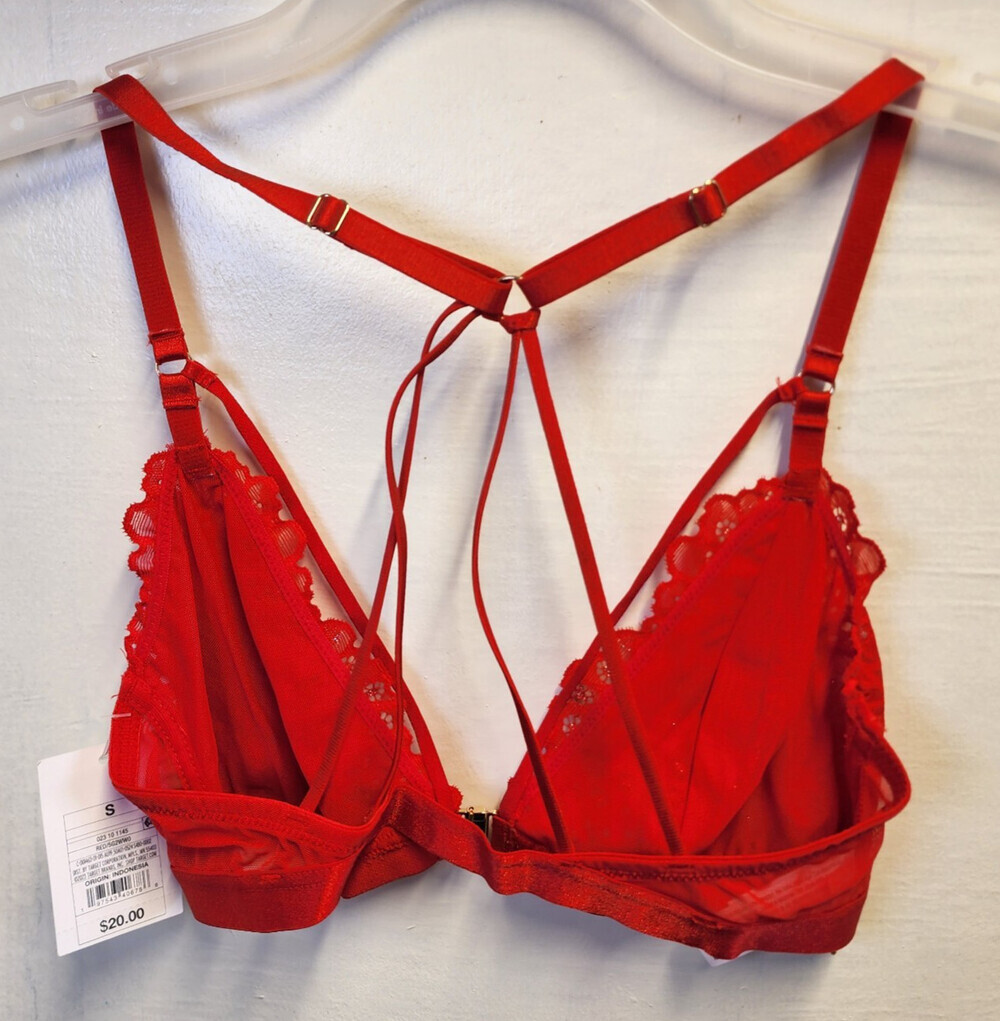 New Auden Women's Red Wireless Sheer Bralette Adjustable Straps Size S - Picture 5 of 5